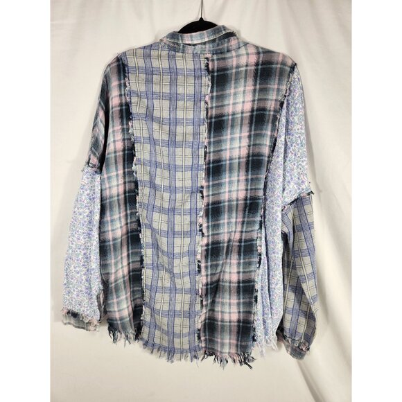 NWT Blue Velvet Womens Shirt Button Up Unique Mixed Pattern Boho Western L - Picture 6 of 6